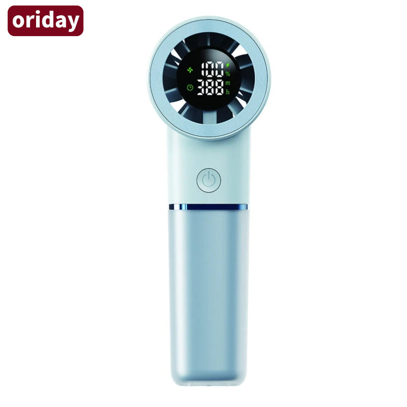 Ventilateur portable à main Oriday, affichage numérique intelligent avec compte à rebours, réglage de vitesse continu à 100 niveaux, lévitation magnétique ultra silencieuse, batterie 4500mAh, utilisation 3-en-1 (à main / avec cordon / sur bureau)