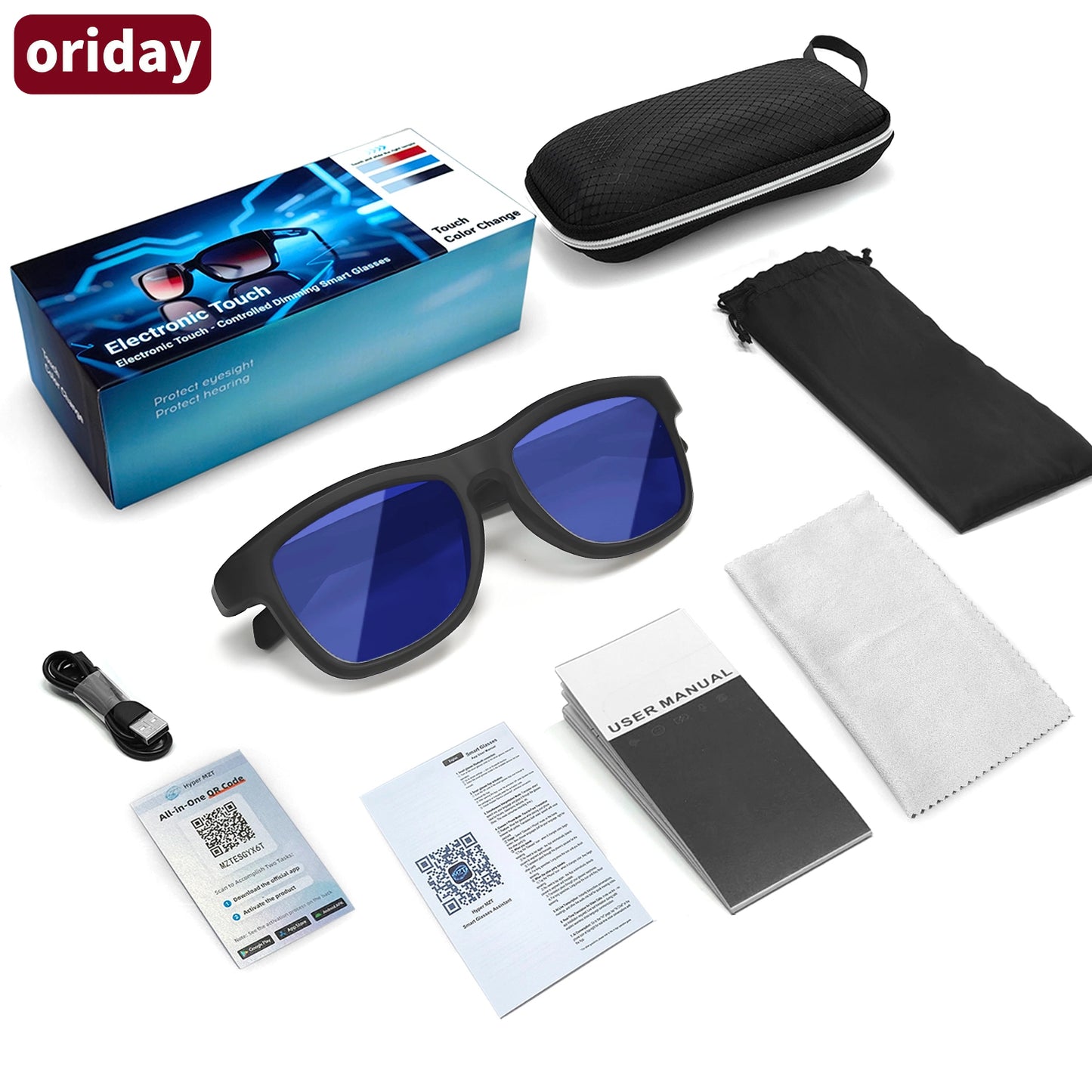 Oriday AI Çeviri Akıllı Gözlük Fotokromik Lensli|Bluetooth Arama, Müzik Çalma, UV400 Koruma|Sürüş, Seyahat ve Balıkçılık için Vazgeçilmez GV90