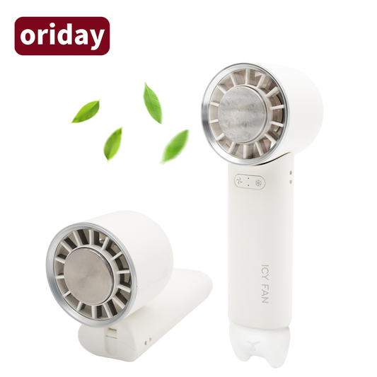 oriday مروحة يدوية باردة، قوة هواء عالية، توربينيه، ميني، بطارية طويلة الأمد، قابلة للطي، USB، مدمجة وصامتة