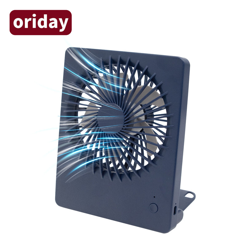 oridayの四角いデスクファン、静音で強力な冷却力、充電可能でかわいく、首振り可能で折りたたみ可能、男女兼用の携帯用品