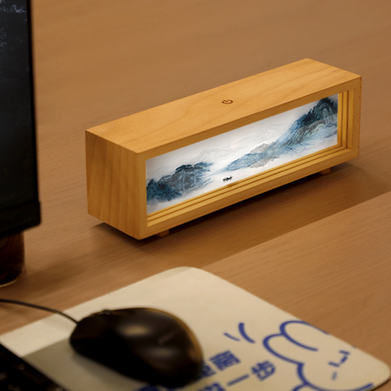 Oriday Lampă cu lumină din lemn|Lumină de noapte ambientală|Recomandare cadou creativ