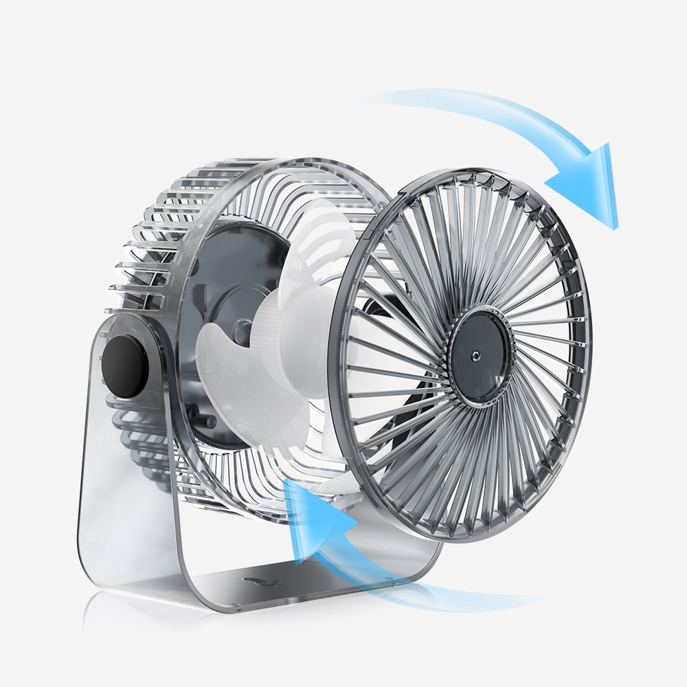 Nouveau ventilateur de bureau transfrontalier avec fonction de circulation, veilleuse transparente, autonomie ultra longue et charge USB. Parfait pour le camping en plein air, les étudiants, les dortoirs et les bureaux – Oriday.