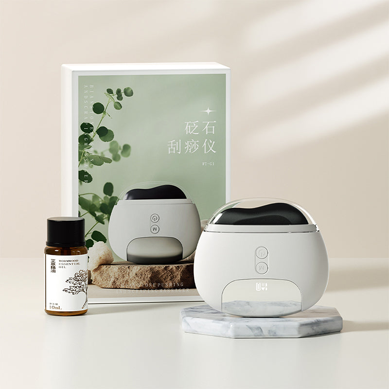 oriday Alat Pijat Elektrik Gua Sha dengan Batu Bian, mudah dibawa untuk pijatan meridian, sesuai untuk kaki, wajah, pinggul, dan seluruh badan, untuk kegunaan rumah dan salun kecantikan, produk berkualiti tinggi dari Timur