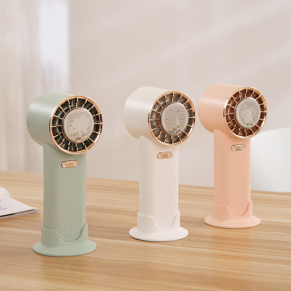 Oriday ミニハンディファン|冷却パックで涼しく・強力静音設計・携帯充電式・かわいい卓上ファン