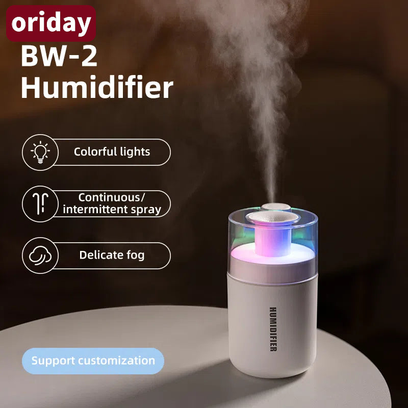 Oriday 7 Renkli Atmosfer Işıklı Nemlendirici | Yüksek Kapasiteli Nano Buhar | Ev ve Ofis için Sessiz Hava Nemlendirici