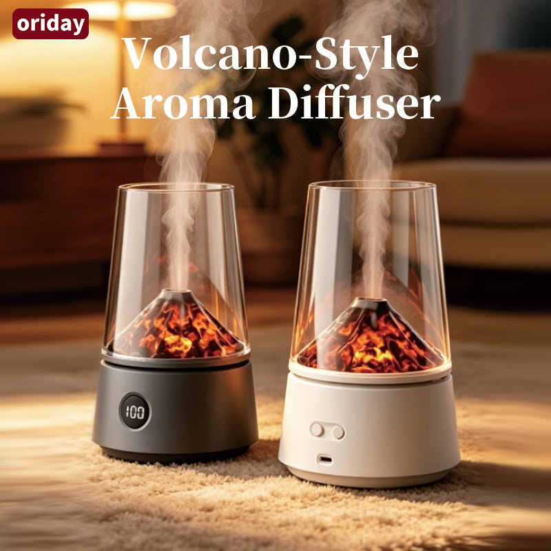 เครื่องพ่นอโรม่า oriday ดีไซน์ภูเขาไฟ | ถังน้ำ 170 mL · ไฟบรรยากาศโทนอุ่น · พ่นละออง 2 โหมด | เหมาะสำหรับห้องนอน ห้องนั่งเล่น และสำนักงาน