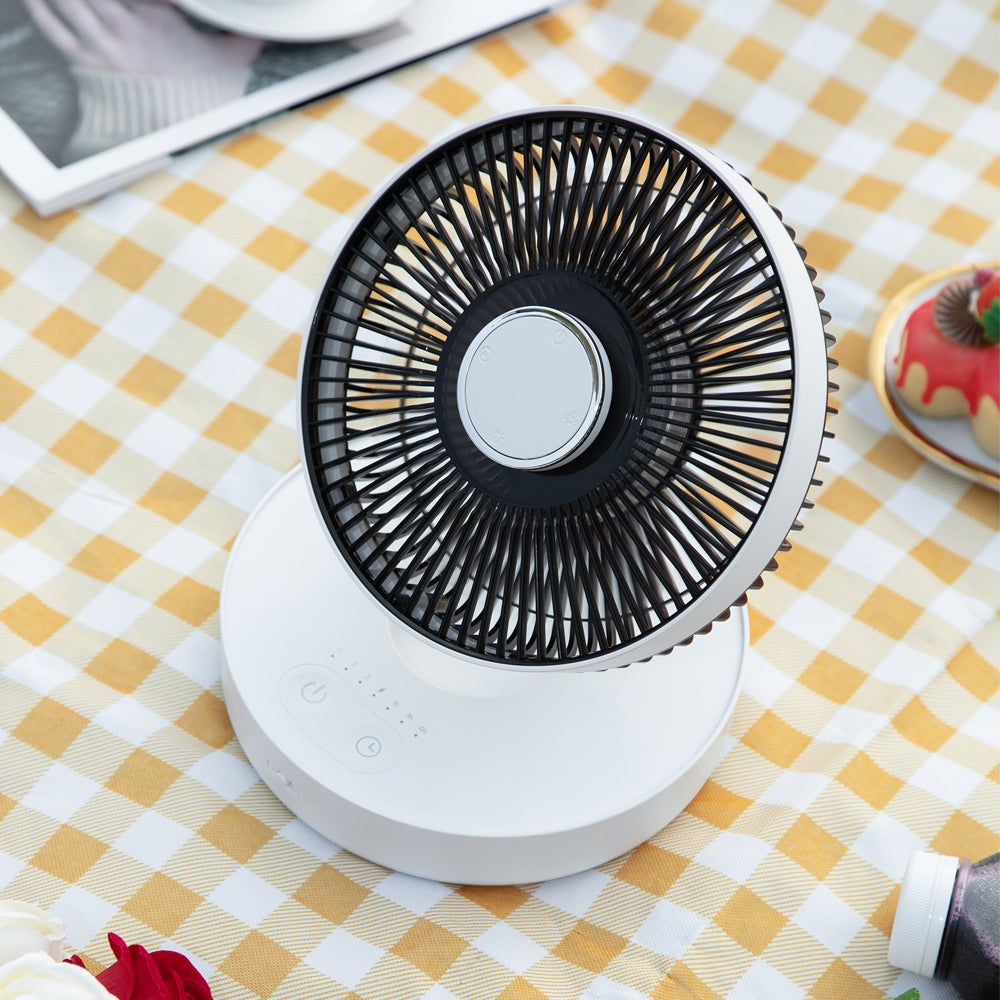 Oriday Ventilador inteligente oscilante de pared|Carga inalámbrica sin taladro・Silencioso para escritorio/oficina・Con control remoto y temporizador para el hogar
