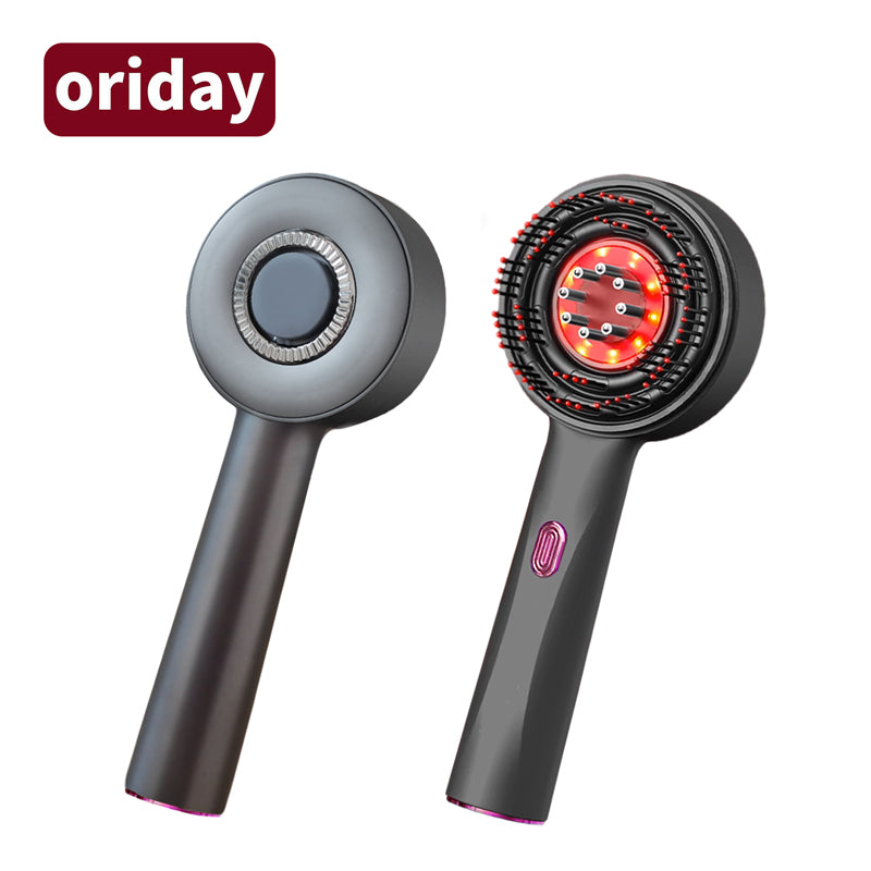 oriday【Regalo Festivo】Pettine per massaggio del cuoio capelluto con laser per crescita dei capelli, luce rossa e conduzione liquida, multifunzione, elettrico e portatile – per casa e viaggio – Oriday