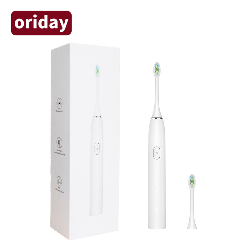 oriday Nieuwe elektrische tandenborstel, draadloos opladen, cadeau-set voor volwassenen en koppels, speciaal voor mannen en vrouwen, draagbaar, onafhankelijke hoogwaardige waterdichte zachte borstelkop met 1 vervangende kop, voor thuisgebruik