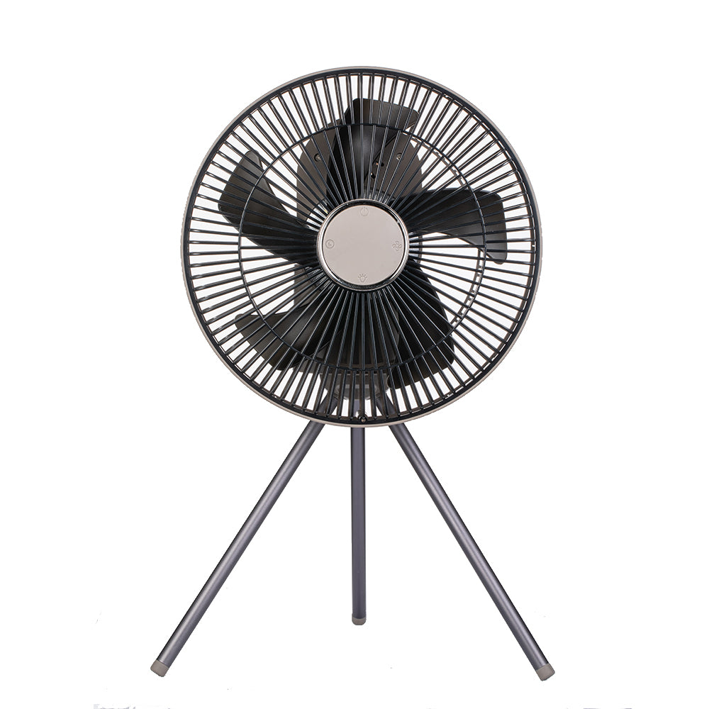 Oriday Driepoot Campingventilator | Stille oplaadbare vloerventilator met LED-verlichting en afstandsbediening – Draagbaar voor tent of thuisgebruik