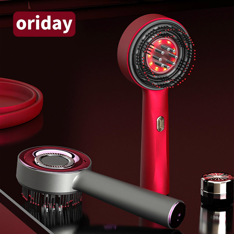 oriday【Regalo Festivo】Pettine per massaggio del cuoio capelluto con laser per crescita dei capelli, luce rossa e conduzione liquida, multifunzione, elettrico e portatile – per casa e viaggio – Oriday