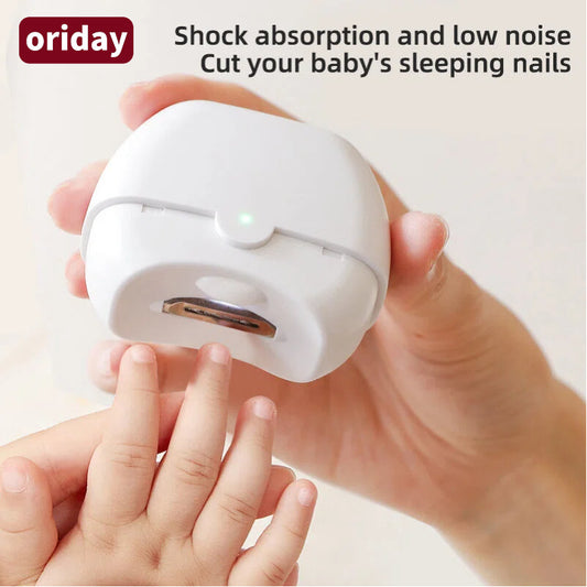 Oriday 電動爪切り&爪研ぎ器 - カットと研磨の一体型デザイン、合金刃 & 三重安全保護 | 静音減震設計、赤ちゃんが寝ている間に爪を切ることができる | 背面収納&ライトサポート