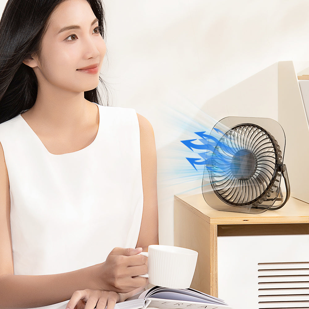 Kipas Meja Mini Telus Baharu 2025 – Boleh lipat, senyap, ultra nipis, dengan lampu malam berbentuk kipas. Sesuai untuk rumah, bilik tidur, asrama pelajar dan meja pejabat. Oleh Oriday.