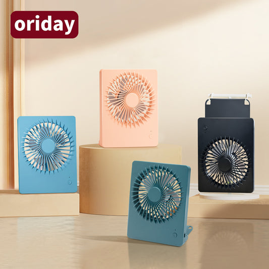 Oriday 方形桌面風扇|大風力靜音可搖頭摺疊・USB充電便攜製冷風扇・學生/辦公室通用款