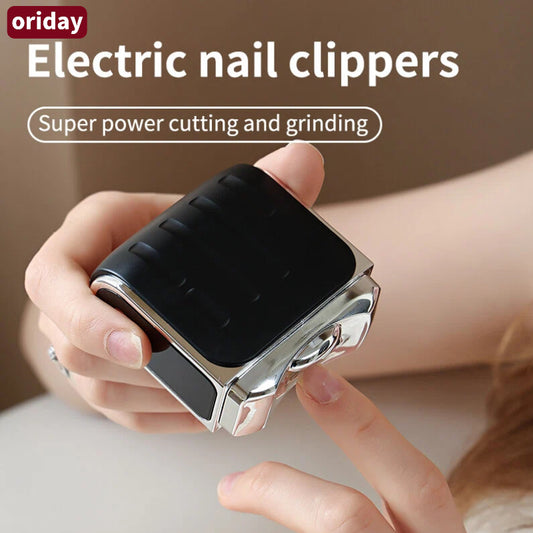 Oriday スマートネイルグルーミングデバイス - カットと研磨が一体、3段階設定可能、片手で簡単操作 | ネイルダスト収納設計、清潔で衛生的、低騒音設計 | Type-C充電、90分の長時間バッテリー。
