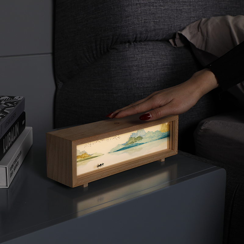 Oriday Lampă cu lumină din lemn|Lumină de noapte ambientală|Recomandare cadou creativ