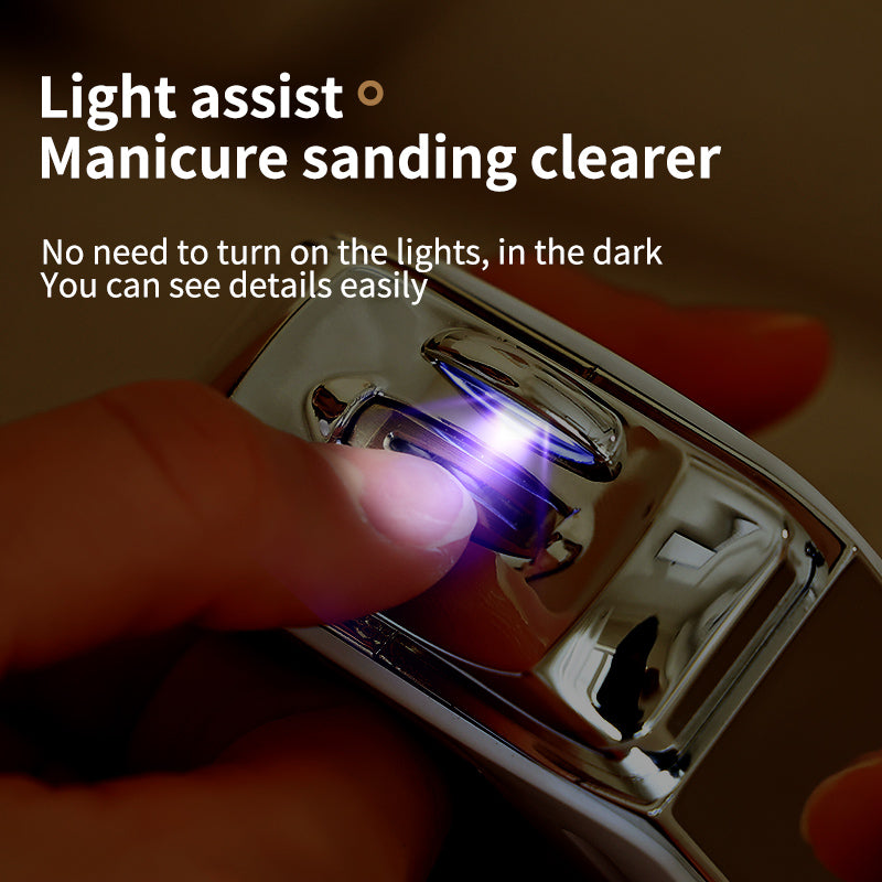 Oriday جهاز تقليم الأظافر الذكي - قص وطحن معاً، 3 إعدادات للاختيار، سهل الاستخدام بيد واحدة | تصميم حاوية تجميع قصاصات الأظافر، نظيف وصحي، تصميم منخفض الضوضاء | شحن Type-C، 90 دقيقة من الاستمرارية.