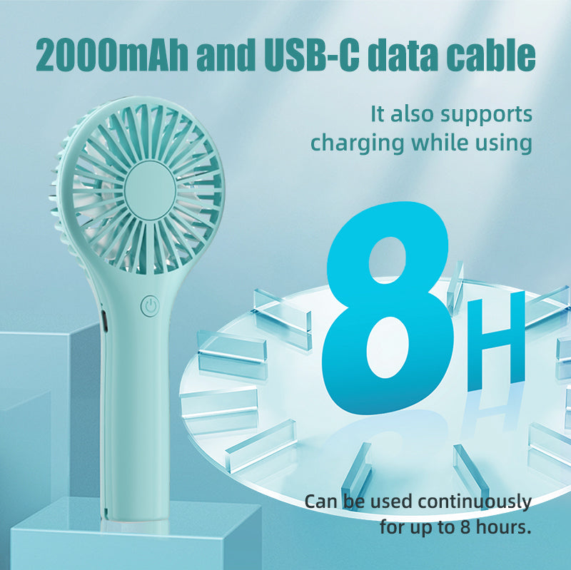 oriday Taşınabilir fan 2000mAh pil, uzun süre dayanıklı, sessiz, güçlü hava akışı, taşınabilir, kompakt, yurt, ofis, ev kullanımı