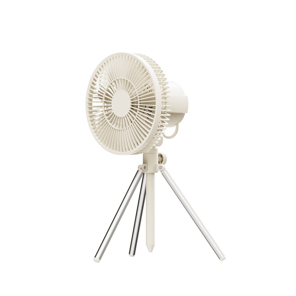 Oriday driepoot buitenventilator|Oplaadbare opvouwbare ventilator ・ Afstandsbediening, zwenkfunctie, nachtlampje & muggenverjager ・ Voor kamperen en thuisgebruik met lange gebruiksduur