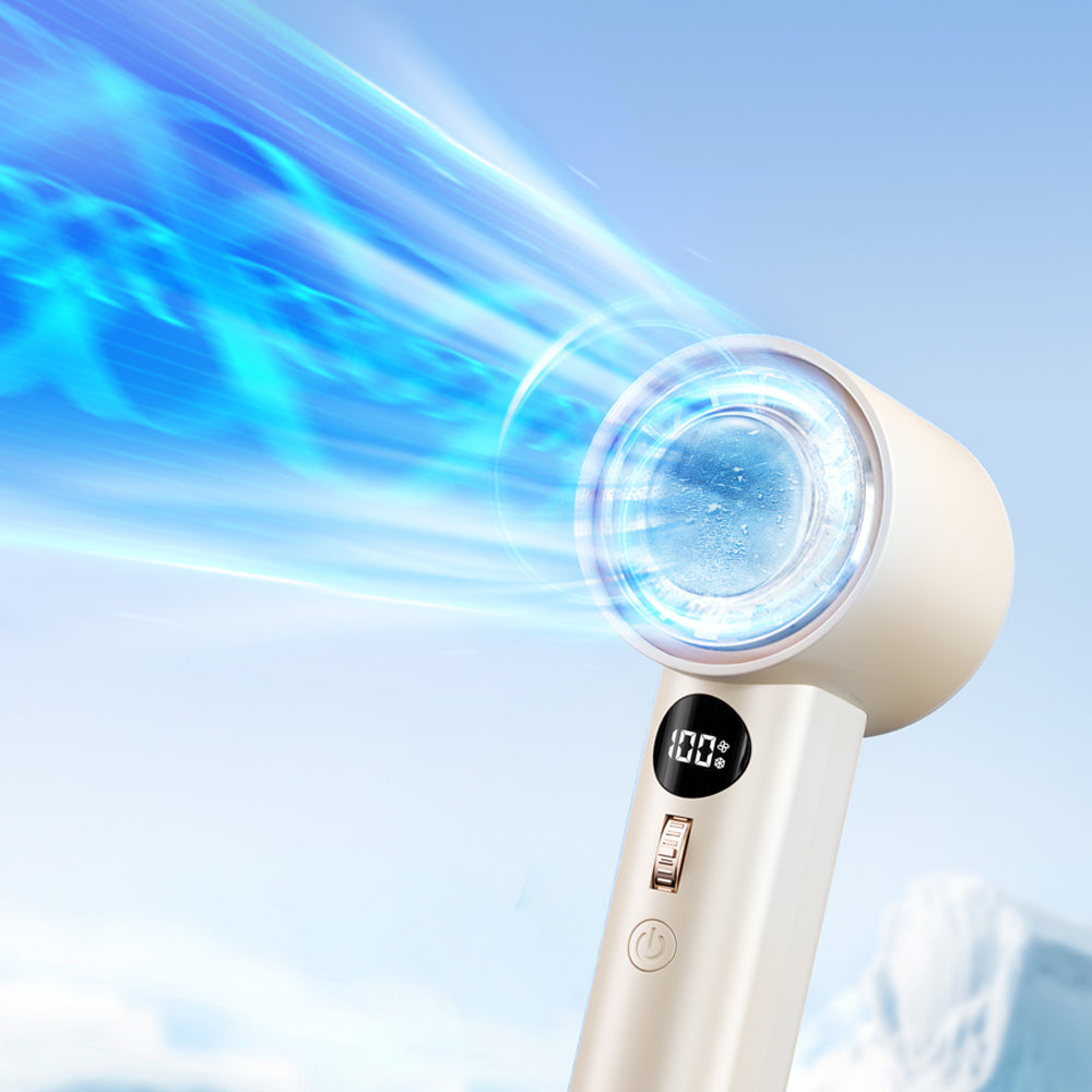 新型ハンディ冷却ファン、アイス冷感機能付きミニ強力ファン、100段階の風速調整、USB充電対応。学生、寮、教室、屋外、携帯用、オフィスやデスクに最適 – Oriday製。