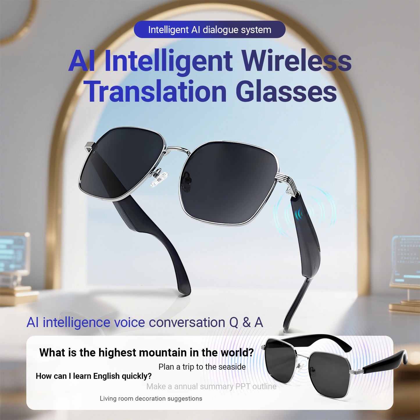 Oriday Kính dịch AI bán chạy nhất tại Hồng Kông|Tai nghe Bluetooth tích hợp & chụp ảnh từ xa|Lựa chọn hàng đầu cho công tác, du lịch & lái xe GY200