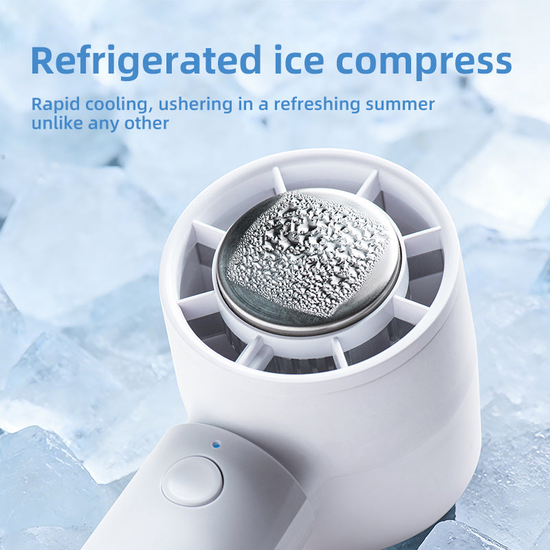 Ventilateur portable Oriday avec refroidissement ultra-rapide en 3 secondes, effet de refroidissement double avec des compresses froides, 3 niveaux de vitesse, support de téléphone portable portable et debout, charge rapide Type-C, longue durée