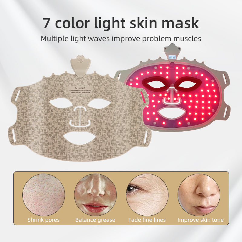 Oriday Krona 7-Färgs Mask | 7-Färgers LED-Ljusbehandling för Hudföryngring | Blått Ljus för Oljekontroll | Rött Ljus för Anti-Aging | Gult Ljus för Hudupplysning | Livsmedelsklassad Silikon för Hudkontakt | Hudvårdsapparat för Hemanvändning