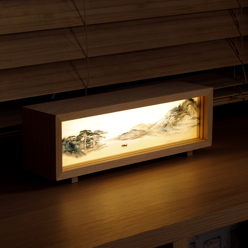 Oriday Lampă cu lumină din lemn|Lumină de noapte ambientală|Recomandare cadou creativ