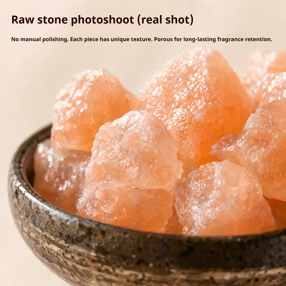 Oriday Natural Himalayan Pink Salt Crystal Flame-Free Aroma Stone, Minimalist Home Air Purifying Decor, Reusable with Light Fragrance, Housewarming & New Home Gift