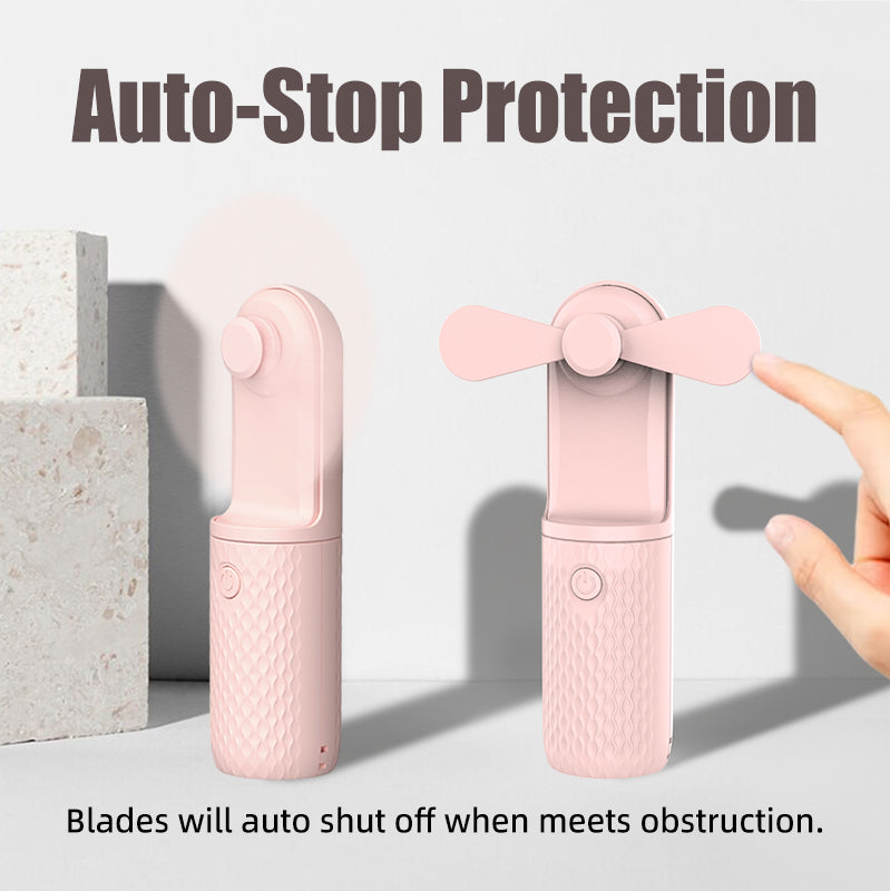 oriday ハンドヘルドミニファン 携帯用ポケットファン 学生向け小型充電式超静音USB折りたたみ式 超長時間バッテリー室内・屋外使用オフィス・寮用 東方良品