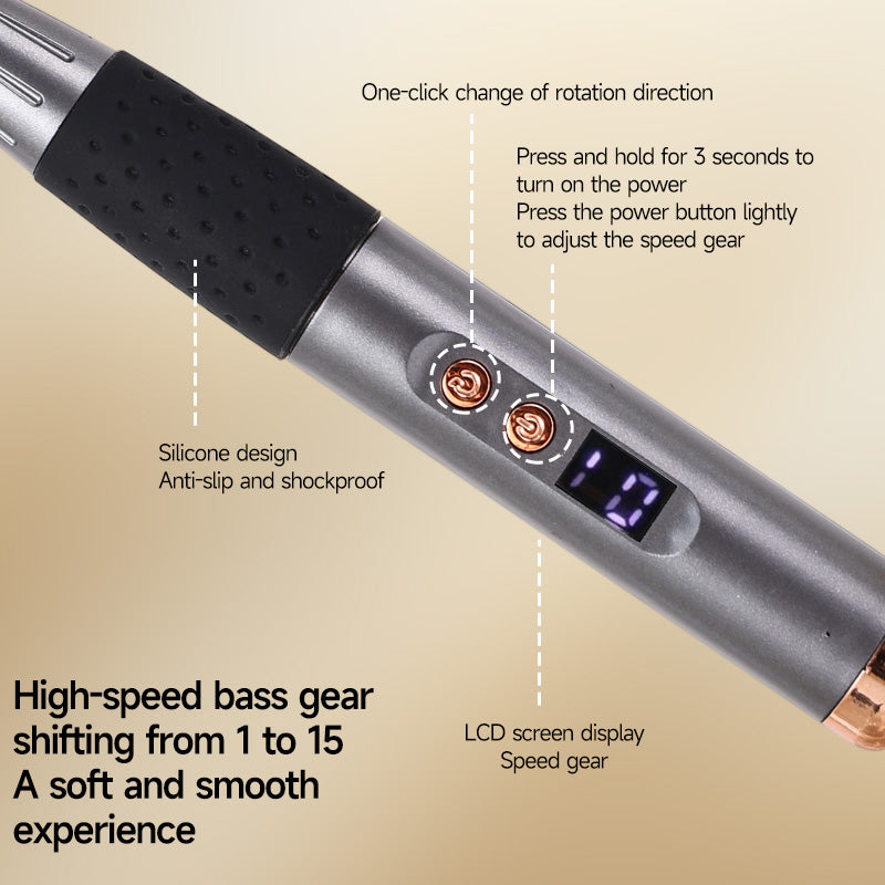 أداة أوريداي الذكية لمانيكير وباديكير - تغيير السرعة المنخفضة والعالية، رأس طحن سيراميك، شاشة LCD | يمكن تشغيلها في الاتجاهين، رؤوس طحن متعددة تلبي احتياجات المانيكير اليومية | استمرارية تشغيل 90 دقيقة، شحن عبر Type-C