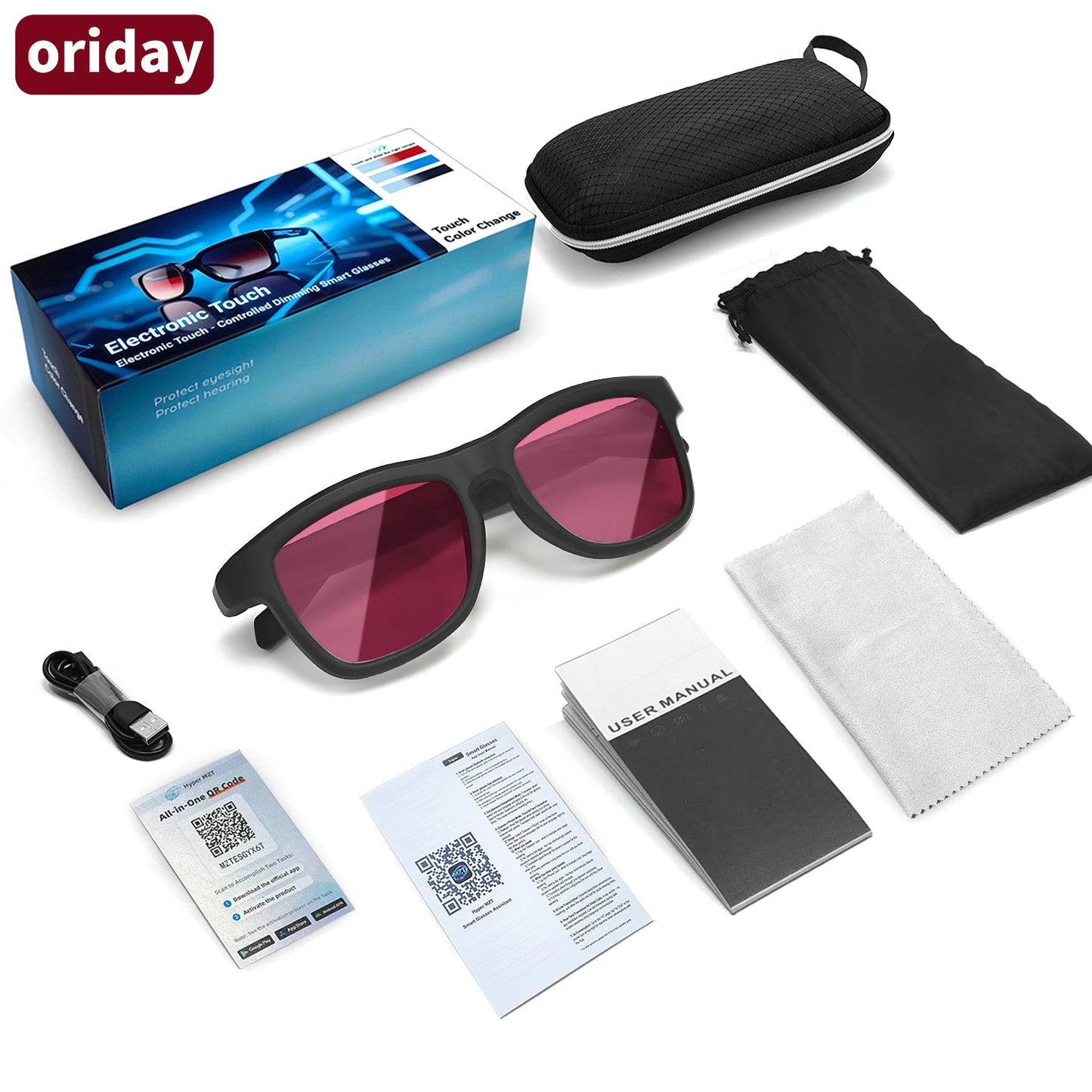 Oriday AI Çeviri Akıllı Gözlük Fotokromik Lensli|Bluetooth Arama, Müzik Çalma, UV400 Koruma|Sürüş, Seyahat ve Balıkçılık için Vazgeçilmez GV90