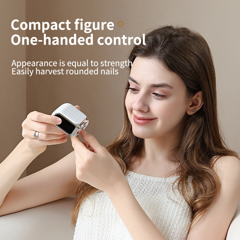 Oriday جهاز تقليم الأظافر الذكي - قص وطحن معاً، 3 إعدادات للاختيار، سهل الاستخدام بيد واحدة | تصميم حاوية تجميع قصاصات الأظافر، نظيف وصحي، تصميم منخفض الضوضاء | شحن Type-C، 90 دقيقة من الاستمرارية.