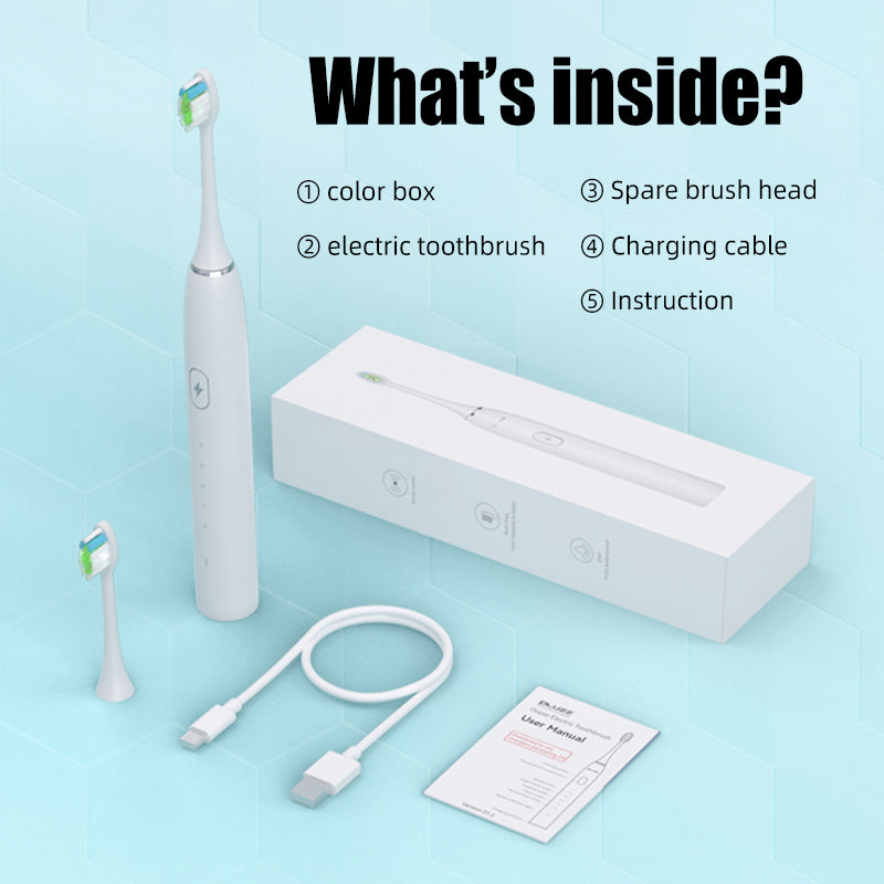 oriday Nieuwe elektrische tandenborstel, draadloos opladen, cadeau-set voor volwassenen en koppels, speciaal voor mannen en vrouwen, draagbaar, onafhankelijke hoogwaardige waterdichte zachte borstelkop met 1 vervangende kop, voor thuisgebruik