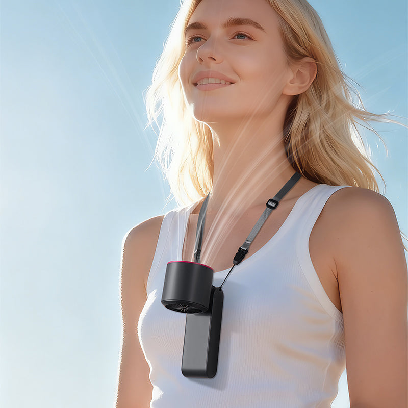 Oriday tragbarer faltbarer Kühlventilator mit großem Akku und langer Laufzeit, 4 Geschwindigkeiten, 10000 U/min, leiser starker Wind, hochauflösende digitale Anzeige für Akku- und Geschwindigkeitsstufen, Sofortkühlung mit einem Knopfdruck,