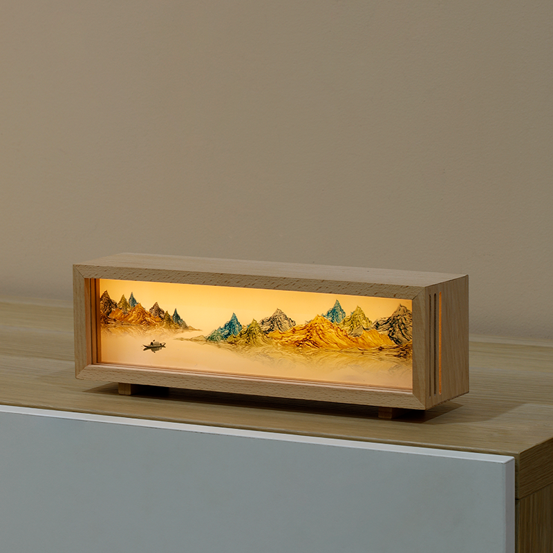 Oriday Lampă cu lumină din lemn|Lumină de noapte ambientală|Recomandare cadou creativ