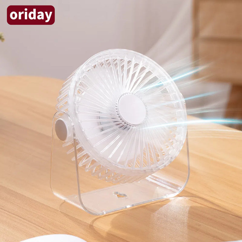 Nouveau ventilateur de bureau transfrontalier avec fonction de circulation, veilleuse transparente, autonomie ultra longue et charge USB. Parfait pour le camping en plein air, les étudiants, les dortoirs et les bureaux – Oriday.