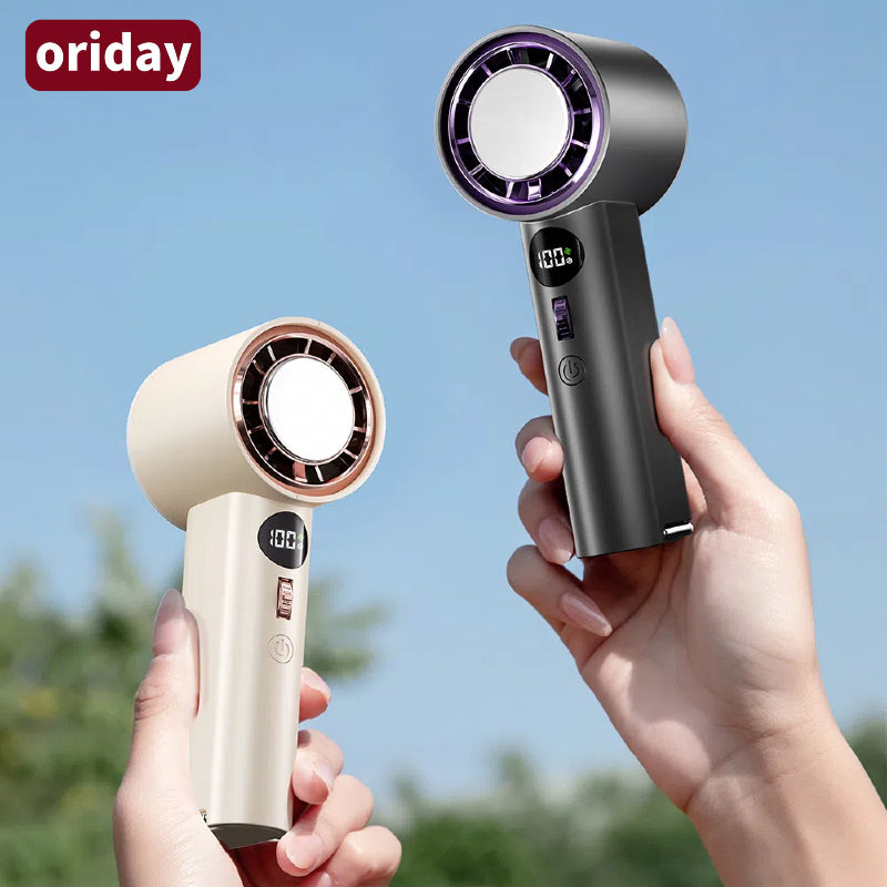 新型ハンディ冷却ファン、アイス冷感機能付きミニ強力ファン、100段階の風速調整、USB充電対応。学生、寮、教室、屋外、携帯用、オフィスやデスクに最適 – Oriday製。