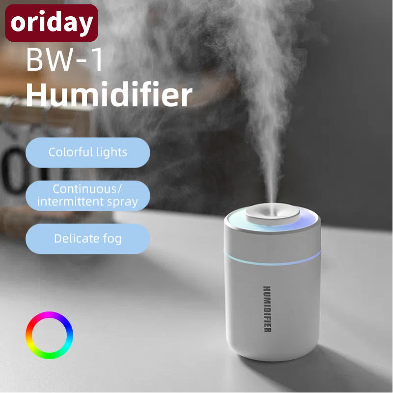 Humidifier USB Oriday | Kabut tebal dengan lampu suasana warna-warni | Hening untuk penggunaan di rumah, cocok untuk ibu hamil, bayi, dan kamar tidur | Hadiah ulang tahun yang sempurna