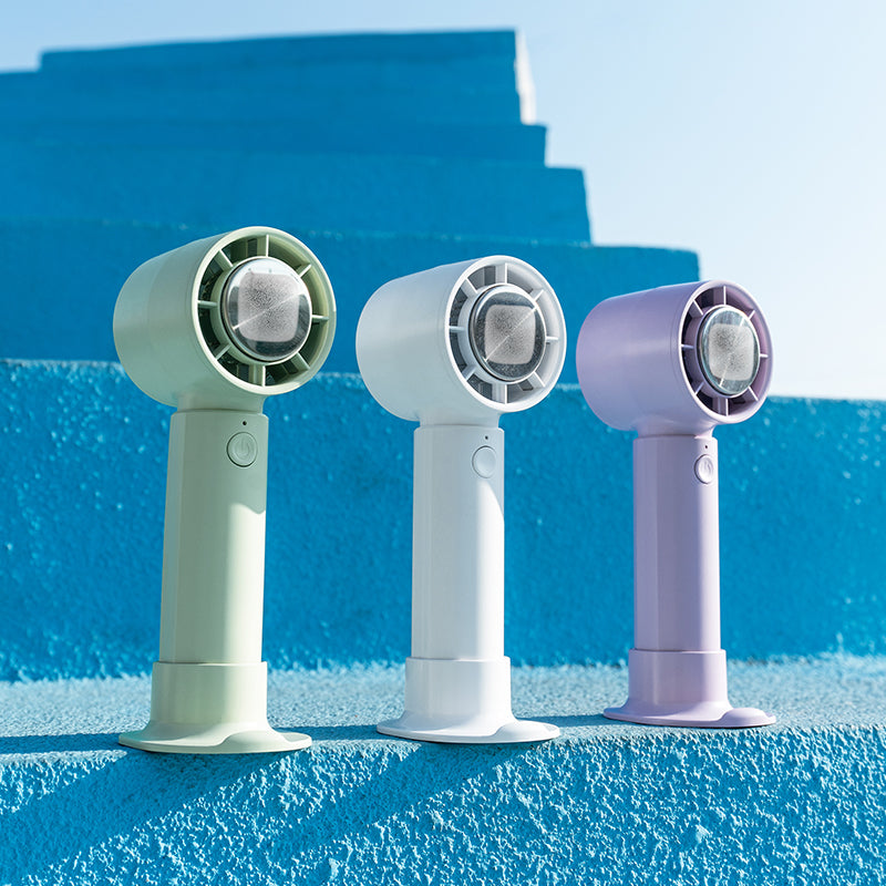 Ventilateur portable Oriday avec refroidissement ultra-rapide en 3 secondes, effet de refroidissement double avec des compresses froides, 3 niveaux de vitesse, support de téléphone portable portable et debout, charge rapide Type-C, longue durée
