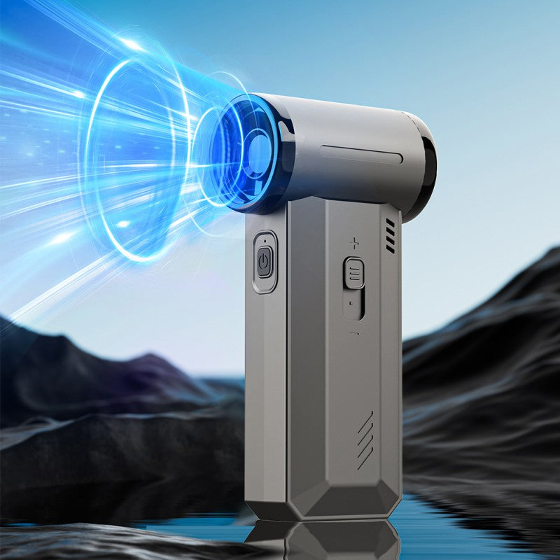 Ventilateur portatif turbo à grande vitesse 4-en-1 : sèche-cheveux, aspirateur de voiture, pompe à air, et souffleur de feu pour le camping. Recharge Type-C. Parfait pour la maison ou l’extérieur – par Oriental Prime.