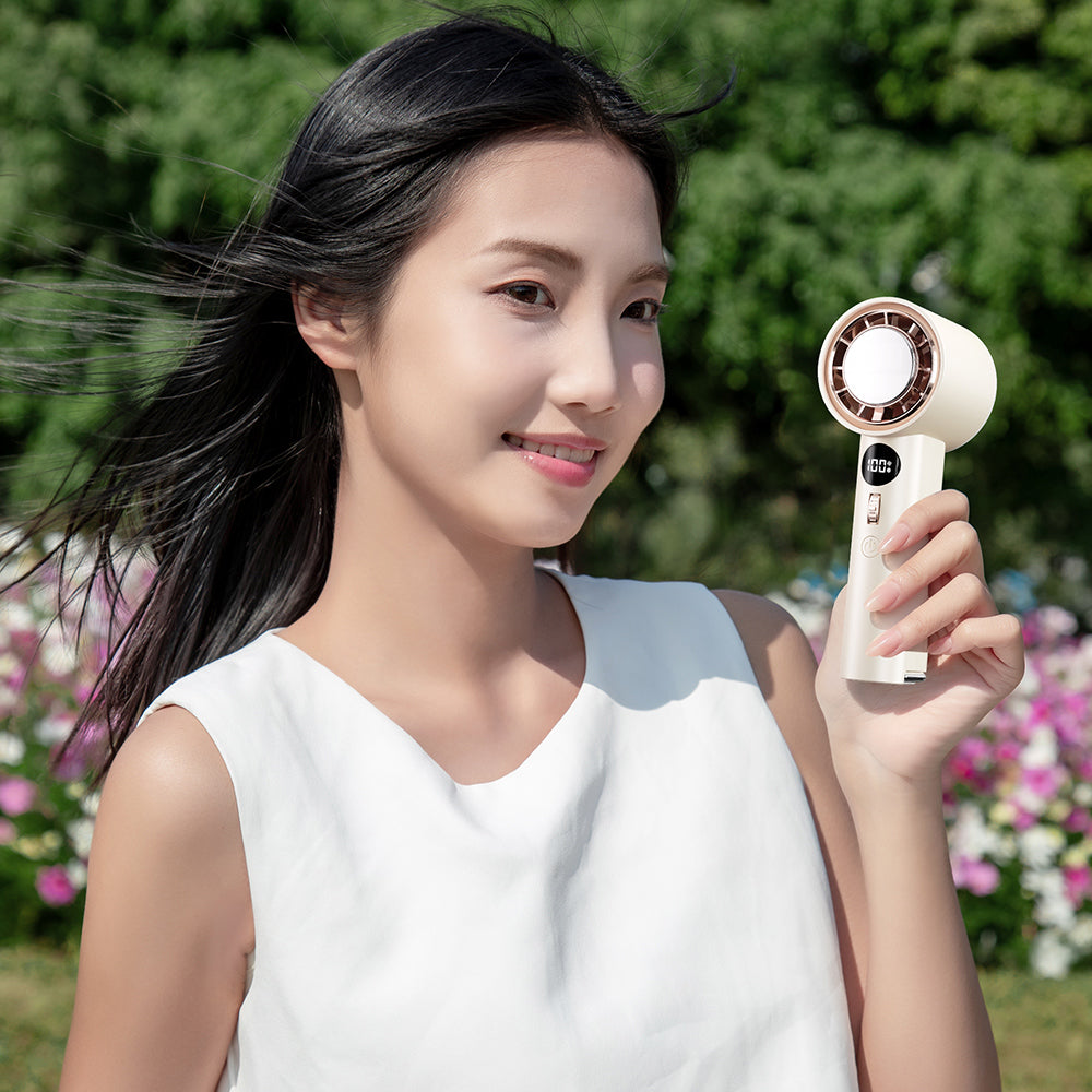 新型ハンディ冷却ファン、アイス冷感機能付きミニ強力ファン、100段階の風速調整、USB充電対応。学生、寮、教室、屋外、携帯用、オフィスやデスクに最適 – Oriday製。