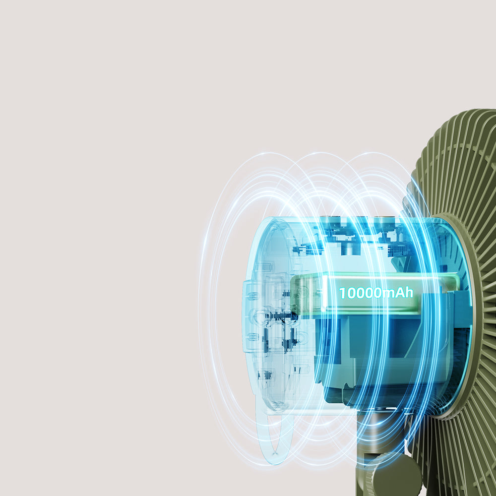Oriday driepoot buitenventilator|Oplaadbare opvouwbare ventilator ・ Afstandsbediening, zwenkfunctie, nachtlampje & muggenverjager ・ Voor kamperen en thuisgebruik met lange gebruiksduur
