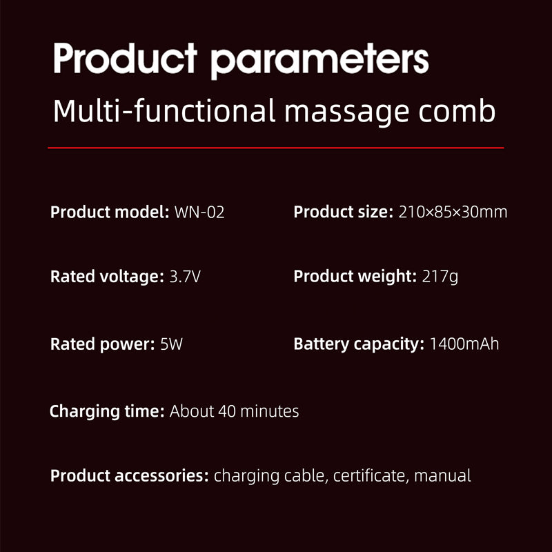 oriday【Regalo Festivo】Pettine per massaggio del cuoio capelluto con laser per crescita dei capelli, luce rossa e conduzione liquida, multifunzione, elettrico e portatile – per casa e viaggio – Oriday