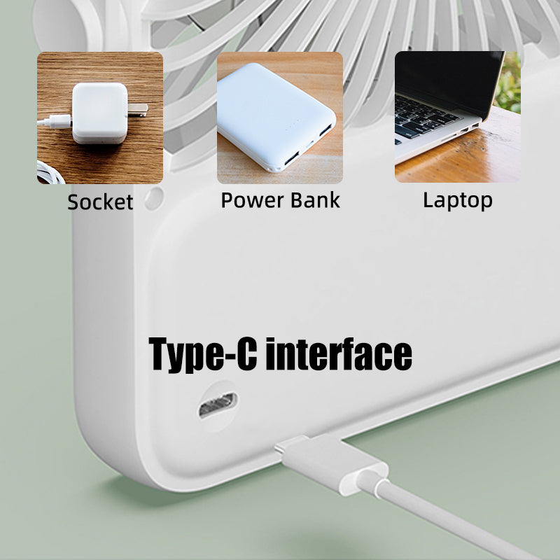 Oridayデスクファンは静音、大風力、ミニポータブルデザイン、軽量、ヘッド調整可能、吊り下げやスタンド設置が可能、USB充電、1200mAhバッテリー、長時間持続、冷却機能、家庭用、オフィス、学生寮に適しています