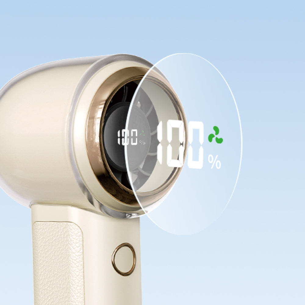 Nouveau ventilateur portable à main haute vitesse avec affichage numérique, flux d'air puissant, réglage de la vitesse en continu sur 100 niveaux, portable avec une longue autonomie, adapté pour une utilisation en extérieur, à la maison, dans la chambre