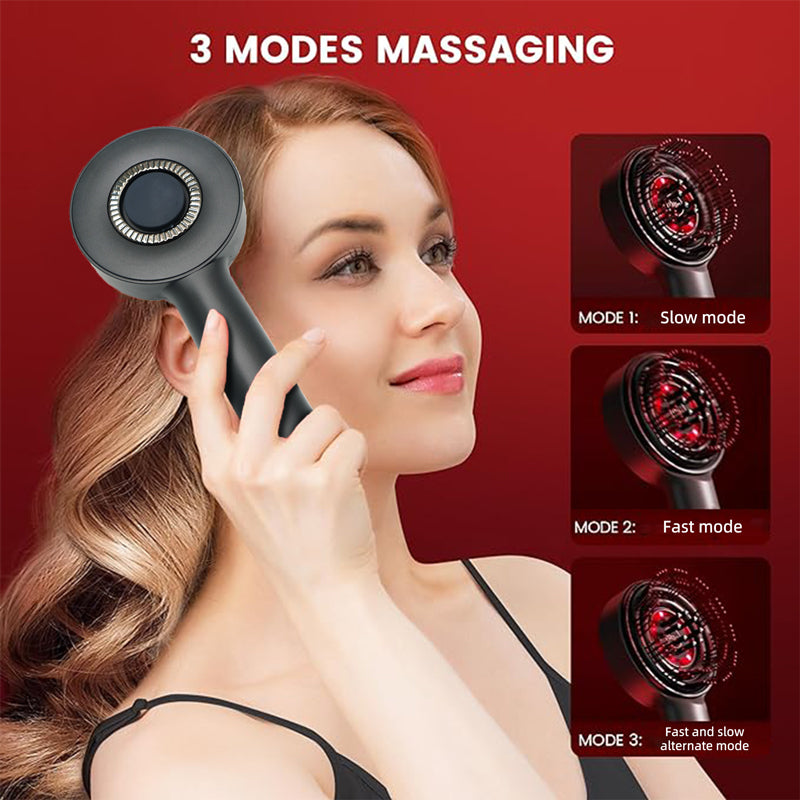 oriday【Regalo Festivo】Pettine per massaggio del cuoio capelluto con laser per crescita dei capelli, luce rossa e conduzione liquida, multifunzione, elettrico e portatile – per casa e viaggio – Oriday
