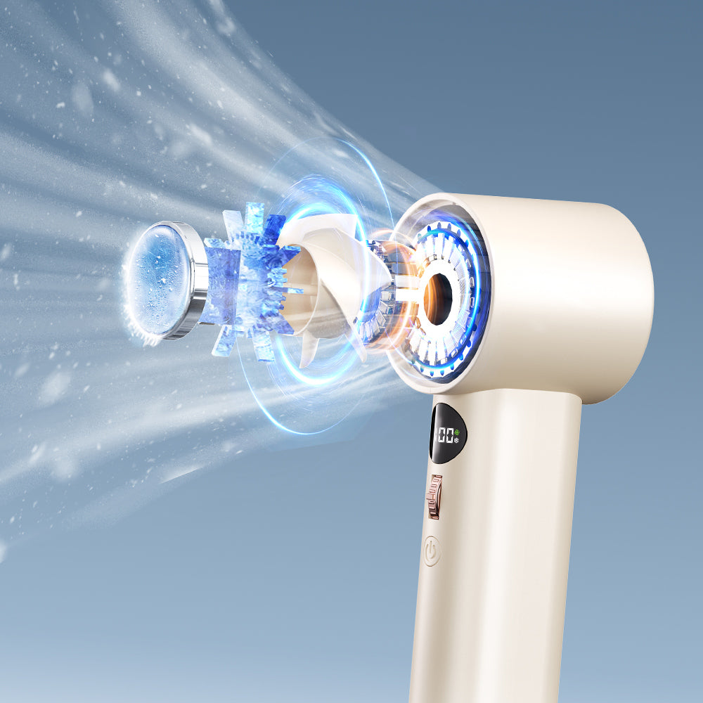 新型ハンディ冷却ファン、アイス冷感機能付きミニ強力ファン、100段階の風速調整、USB充電対応。学生、寮、教室、屋外、携帯用、オフィスやデスクに最適 – Oriday製。