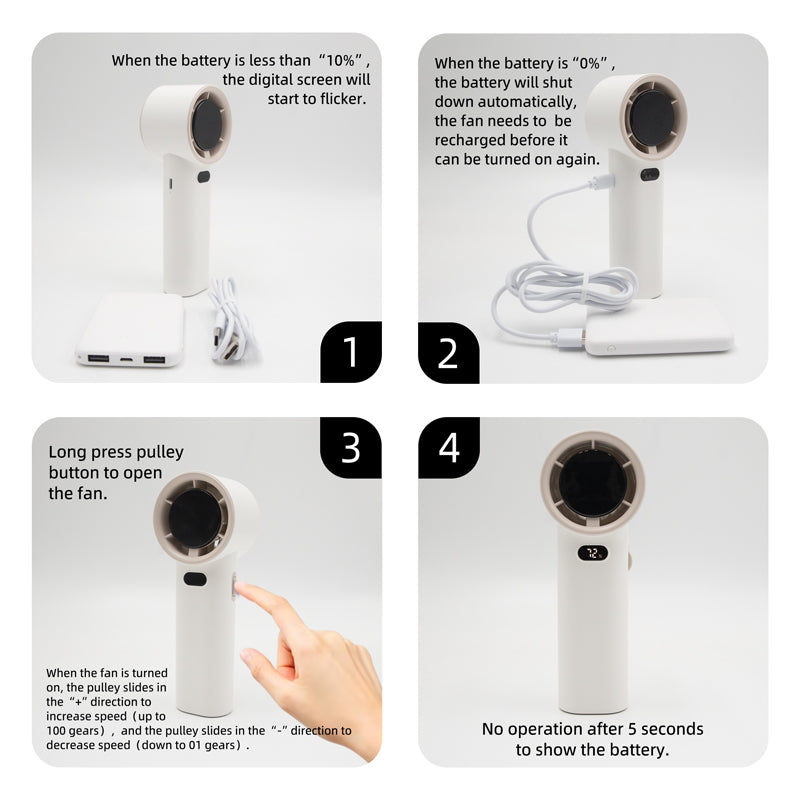 oriday 高速ハンドヘルドファン 100段階、超静音、冷却、大容量、長持ち、耐久性、強力、持ち運び可能、家庭用、デスク用、学生寮、オフィス、旅行用、東方製品