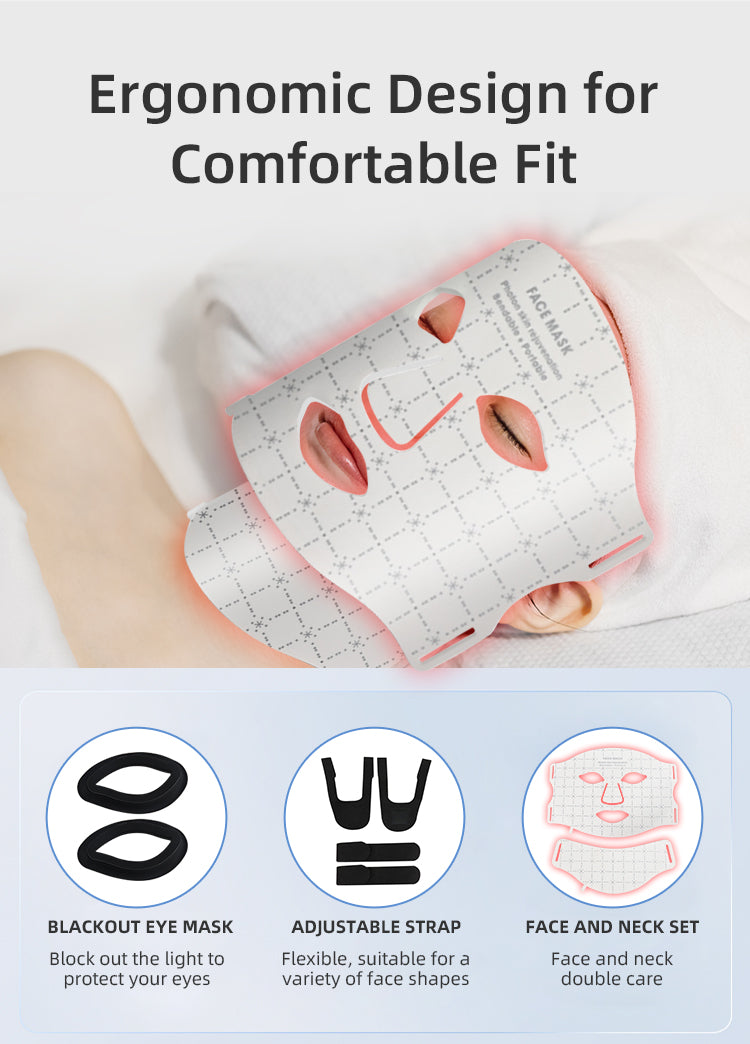 oriday Pure White Seven-Color LED Mask + Neck Light Therapy | Three energy levels for skin rejuvenation and whitening | Food-grade silicone for perfect fit | Home beauty device